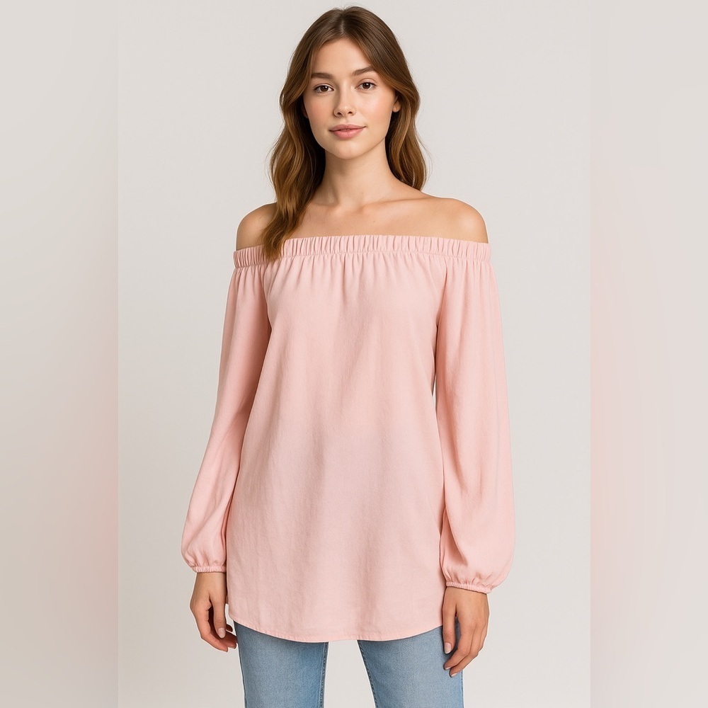 DO+BE Women’s Off Shoulder Blouse Pink Size M Cottagecore Coquette Soft Girl